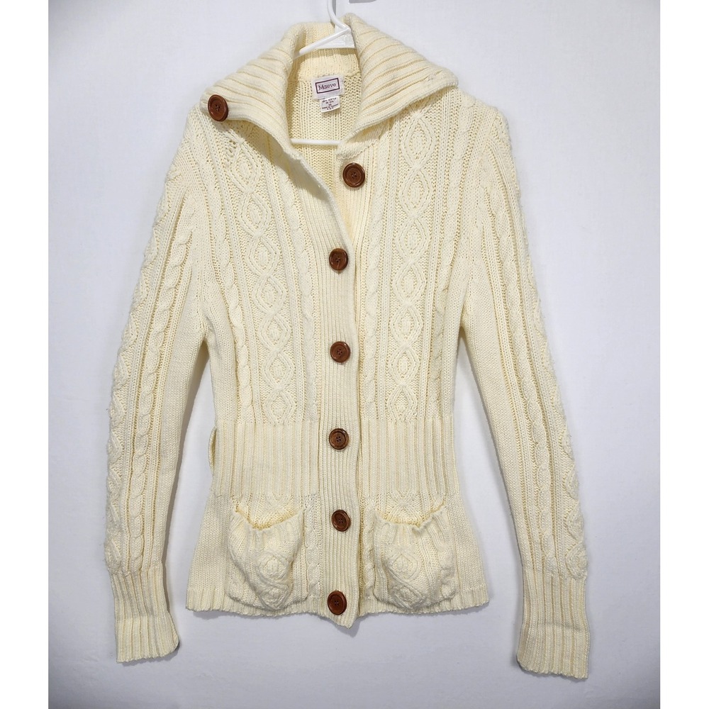 Maeve Vintage Women's Classic Cozy Knit Sweater Beige Size M